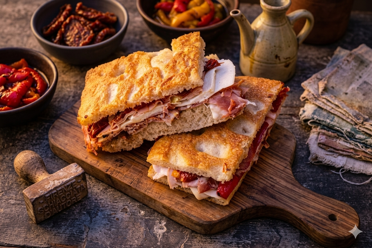 Prosciutto schiacciata sandwich